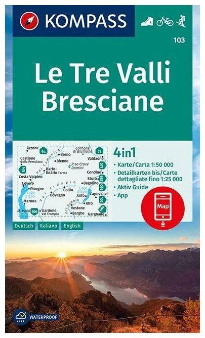 Kompass Carte Randonnée 103 Tre Valli Bresciane Kompass Carte Randonnée 103 Tre Valli Bresciane -Ski Promotions Magasin kompass wandelkaart 103 tre valli bresciane 0