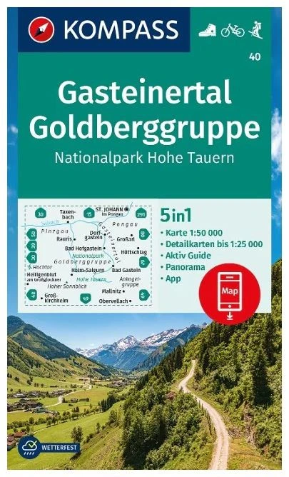 Kompass Carte Randonnée 40 Gasteiner Tal, Goldberggruppe Kompass Carte Randonnée 40 Gasteiner Tal, Goldberggruppe -Ski Promotions Magasin kompass wandelkaart 40 gasteiner tal goldberggruppe 0 1