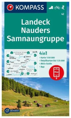 Kompass Carte Randonnée 42 Landeck, Nauders, Samnaungruppe