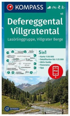 Kompass Carte Randonnée 45 Defereggental, Villgratental