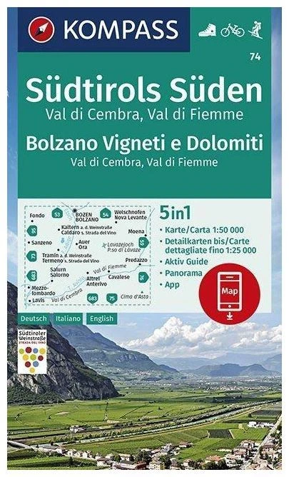 Kompass Carte Randonnée 74 Südtirols Süden, Bolzano Vigneti E Dolomiti Kompass Carte Randonnée 74 Südtirols Süden, Bolzano Vigneti E Dolomiti -Ski Promotions Magasin kompass wandelkaart 74 sudtirols suden bolzano vigneti e dolomiti 0