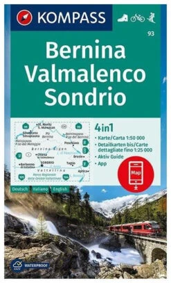 Kompass Carte Randonnée 93 Bernina, Valmalenco, Sondrio